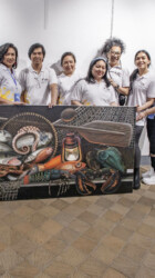 FVAA members with the painting "Fishing" FVAA members with the painting "Fishing"