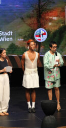 Hosts Cindy Kurleto, Godwin Merano, Gerard Rabara kubo kultur bayanihan österreich 2023 hosts cindy kurleto gerard rabara